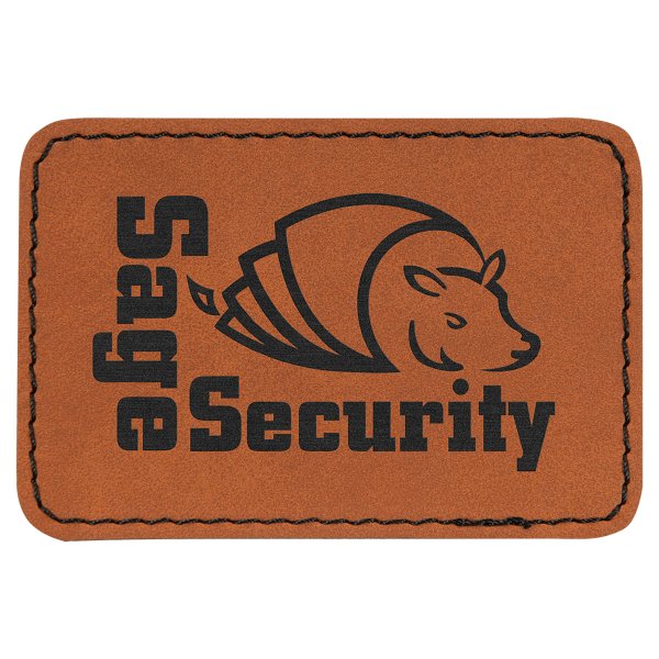 3" x 2" Rectangle Rawhide Engraved Faux Leather Patch with Adhesive - Rawhide
