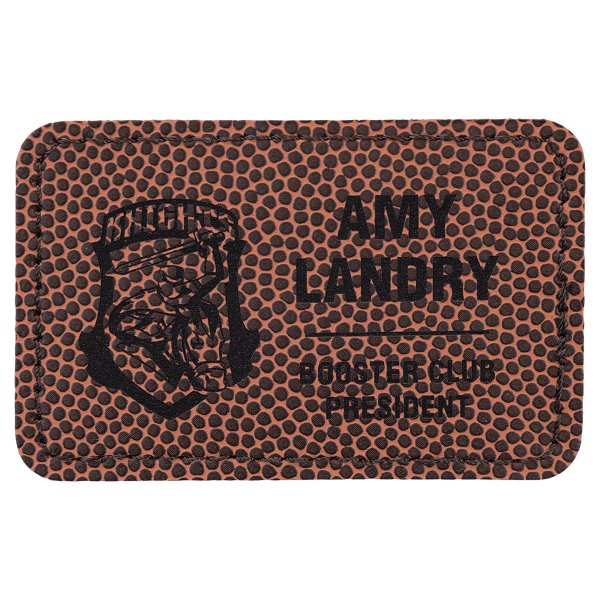 3" x 2" Rectangle Football Engraved Faux Leather Patch with Adhesive - Purple