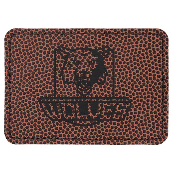 3 1/2" x 2 1/2" Rectangle Football Engraved Faux Leather Patch with Adhesive - Brown
