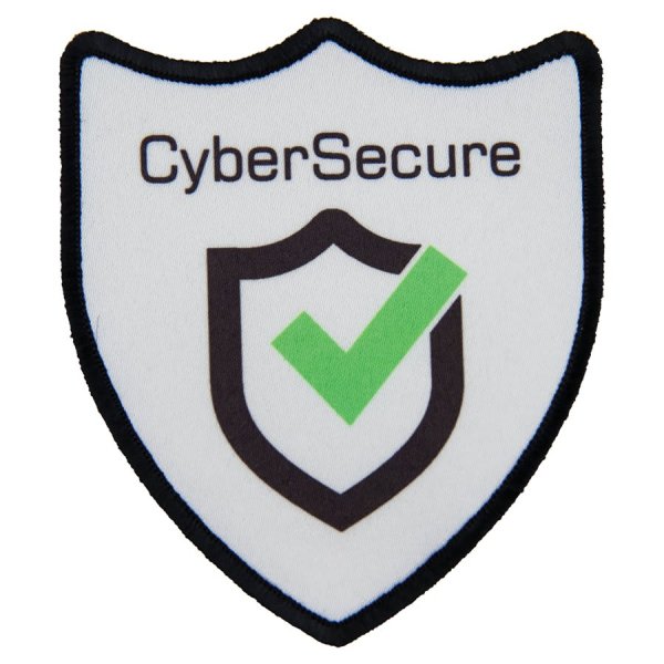 3" x 3 1/2" 3-Point Shield Custom Printed Patch with Adhesive & Black Border - White/Black
