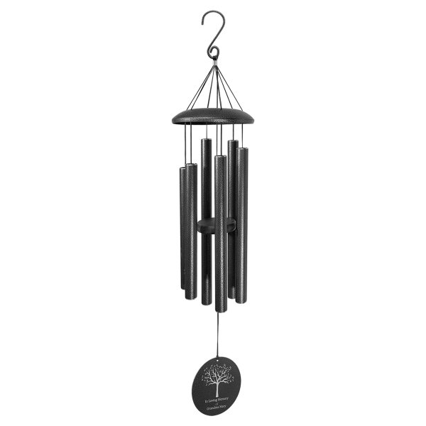 36" Black Powder Coated Aluminum Wind Chime - Black