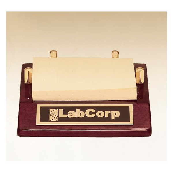 4 1/2" x 3 7/8" Rosewood Piano Finish Post-It Note Holder with Black Plate - Rosewood/Gold