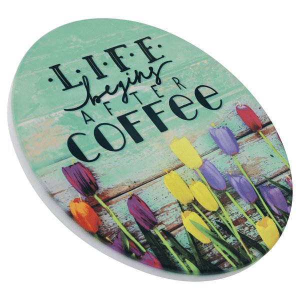 4 1/4" Custom Printed Round Sandstone Coaster - Sandstone