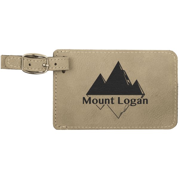 4 1/4" x 2 3/4" Light Brown Engraved Faux Leather Luggage Tag - Light Brown