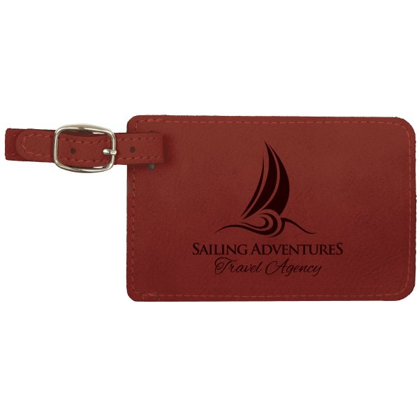 4 1/4" x 2 3/4" Rose Engraved Faux Leather Luggage Tag - Rose