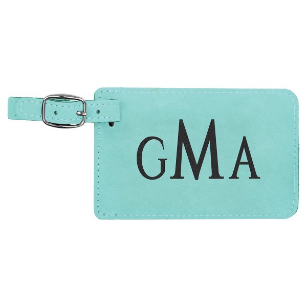 4 1/4" x 2 3/4" Teal Engraved Faux Leather Luggage Tag - Teal