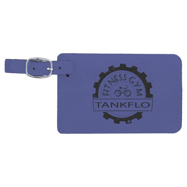 4 1/4" x 2 3/4" Purple Engraved Faux Leather Luggage Tag - Purple