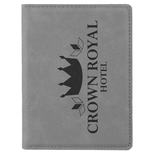 4 1/4" x 5 1/2" Gray Engraved Faux Leather Passport Holder - Gray