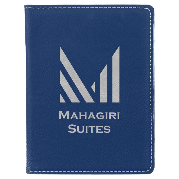 4 1/4" x 5 1/2" Blue/Silver Engraved Faux Leather Passport Holder - Blue/Silver
