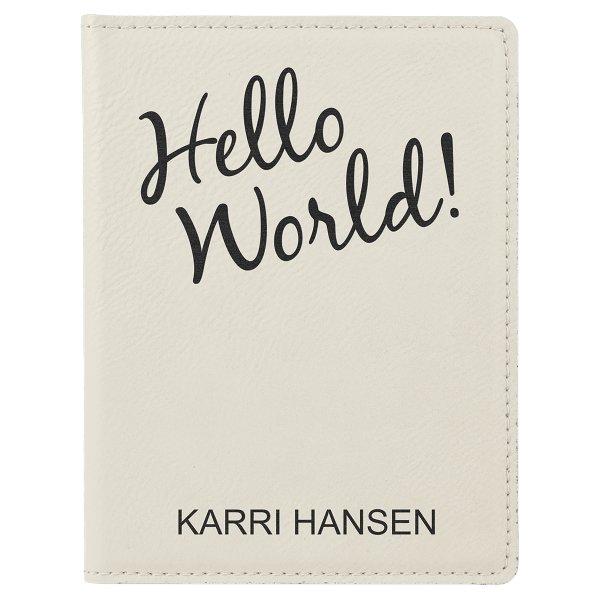 4 1/4" x 5 1/2" White Engraved Faux Leather Passport Holder - White