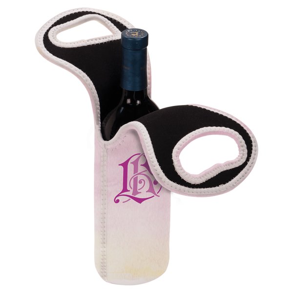 4 3/4" x 14 1/2" Custom Printed Insulated Wine Gift Bag - White/Black