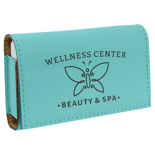 4 3/4" x 3 1/8" Teal Engraved Faux Leather  Pill Box - Teal