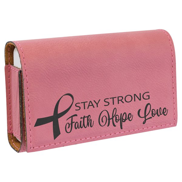 4 3/4" x 3 1/8" Pink Engraved Faux Leather  Pill Box - Pink