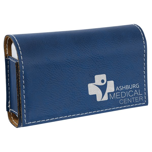 4 3/4" x 3 1/8" Blue/Silver Engraved Faux Leather  Pill Box - Blue