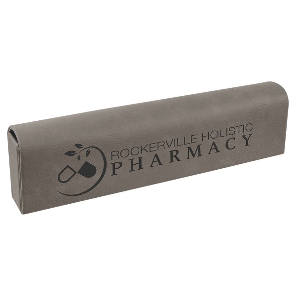 9 3/4" x 2 1/2" Gray Engraved Faux Leather Pill Box - Gray
