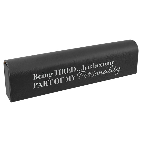 9 3/4" x 2 1/2" Black/Silver Engraved Faux Leather Pill Box - Black