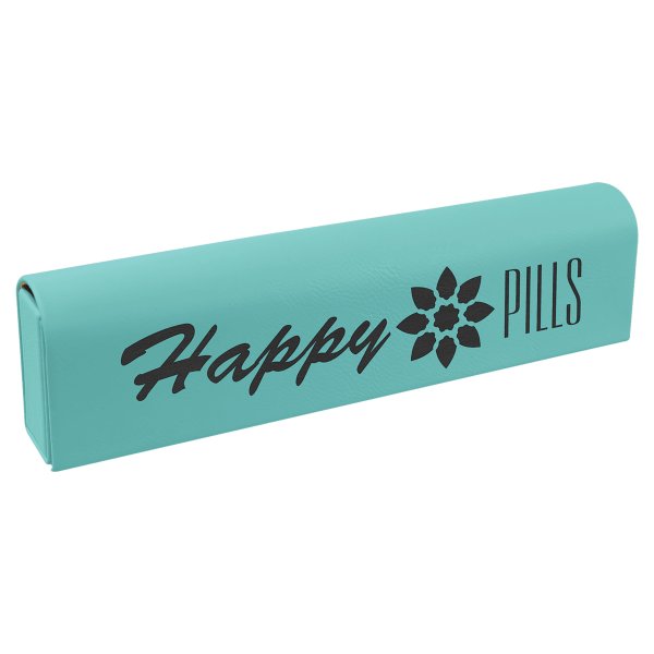 9 3/4" x 2 1/2" Teal Engraved Faux Leather Pill Box - Teal