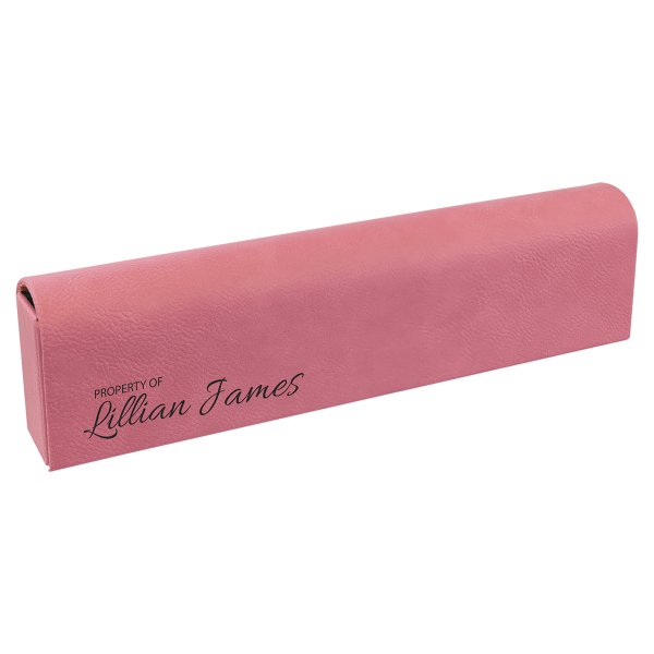 9 3/4" x 2 1/2" Pink Engraved Faux Leather Pill Box - Pink