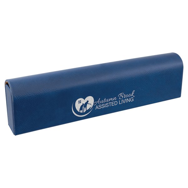 9 3/4" x 2 1/2" Blue/Silver Engraved Faux Leather Pill Box - Blue