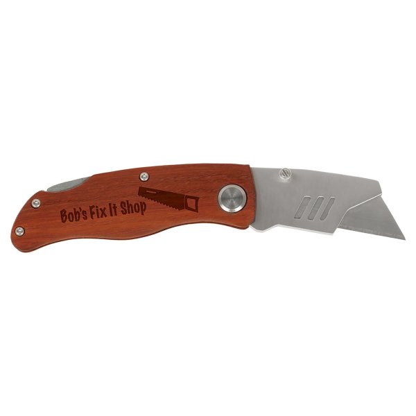 4" Wood Handle Utility Knife - Rosewood