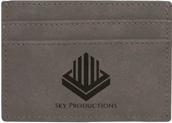 4" x 2 3/4" Gray Engraved Faux Leather Wallet Clip - Gray
