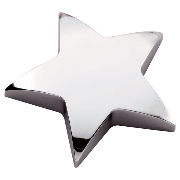 4" x 4" Chrome Plated Metal Star Paperweight - Chrome