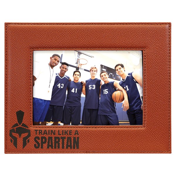 5" x 7" Basketball Engraved Faux Leather Photo Frame - Orange