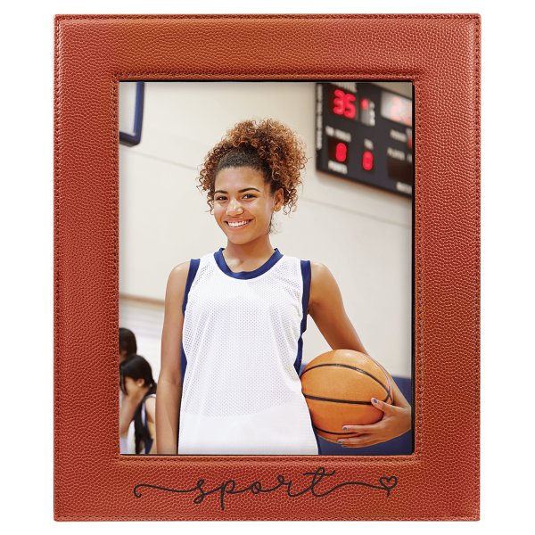8" x 10" Basketball Engraved Faux Leather Photo Frame - Orange