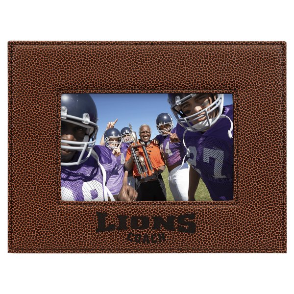 4" x 6" Football Engraved Faux Leather Photo Frame - Brown