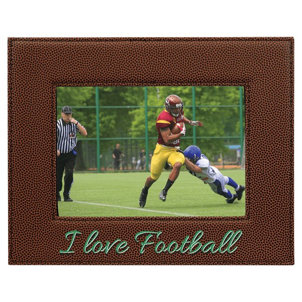 5" x 7" Football Engraved Faux Leather Photo Frame - Brown