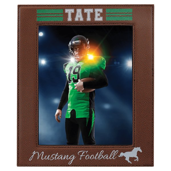 8" x 10" Football Engraved Faux Leather Photo Frame - Brown