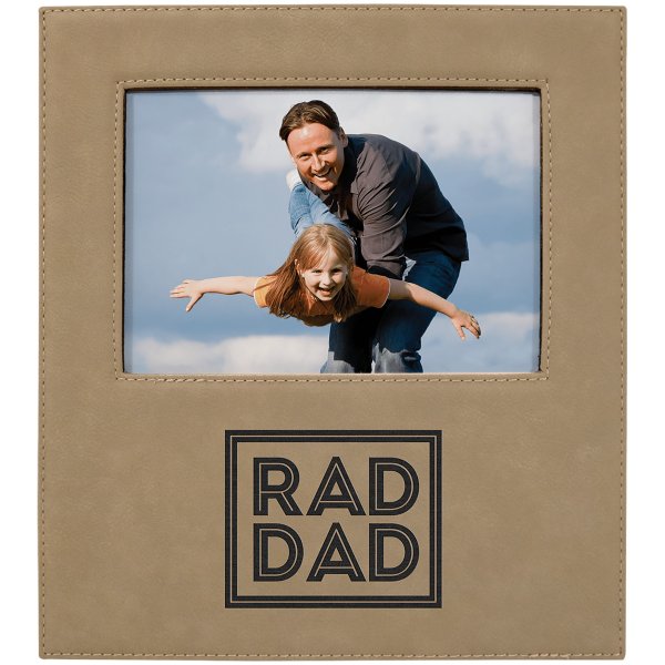 5" x 7" Light Brown Leatherette Photo Frame with 4 1/4" x 8 7/8" Personalization Area - Gray