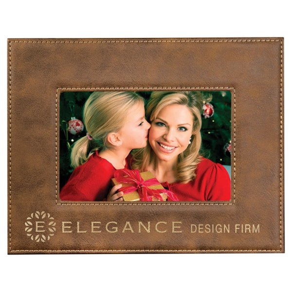 4" x 6" Rustic/Gold Engraved Faux Leather Photo Frame - Rustic