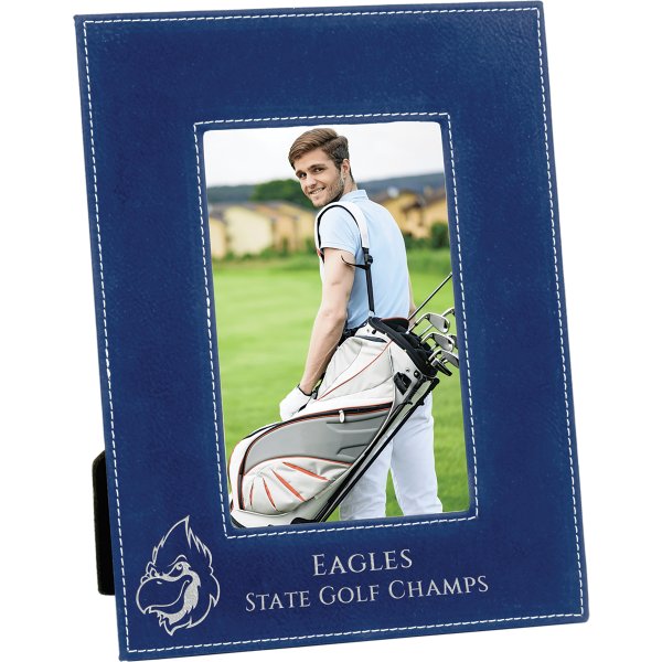 4" x 6" Blue/Silver Engraved Faux Leather Photo Frame - Blue/silver