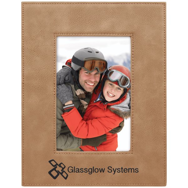 4" x 6" Light Brown Engraved Faux Leather Photo Frame - Light Brown