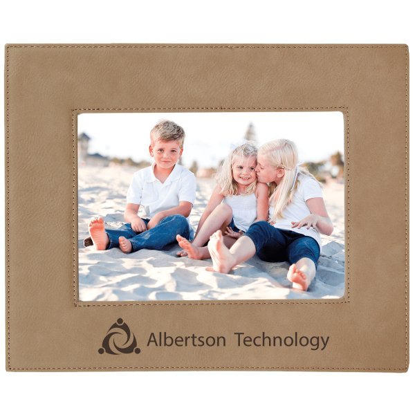 5" x 7" Light Brown Engraved Faux Leather Photo Frame - Light Brown