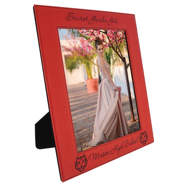 8" x 10" Red Engraved Faux Leather Photo Frame - Red