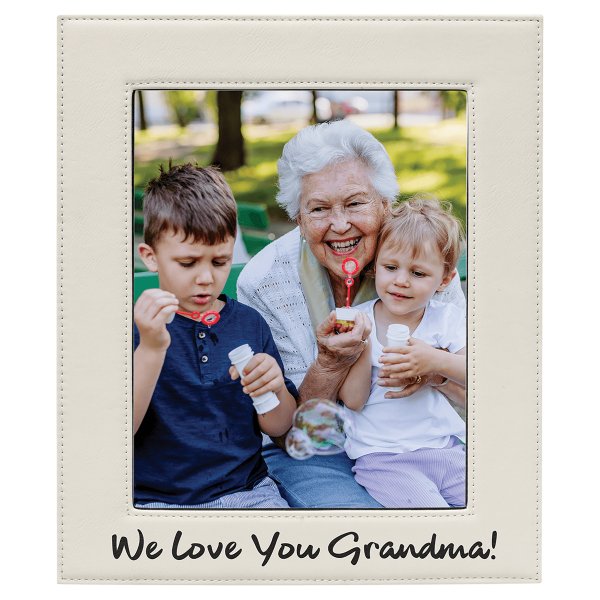 8" x 10" White Engraved Faux Leather Photo Frame - White