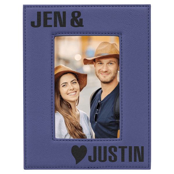 4" x 6" Purple Engraved Faux Leather Photo Frame - Purple