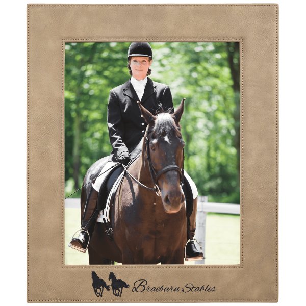 8" x 10" Light Brown Engraved Faux Leather Photo Frame - Light Brown