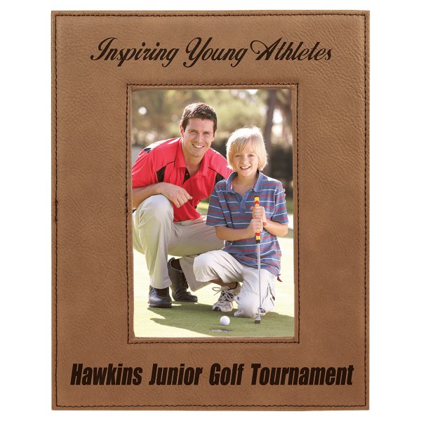 4" x 6" Dark Brown Engraved Faux Leather Photo Frame - Dark Brown