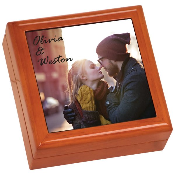 5 1/2"x 5 1/2"x 2 1/4" Brown Gift Box w/4 1/4"x 4 1/4" Custom Printed Ceramic Tile - Brown