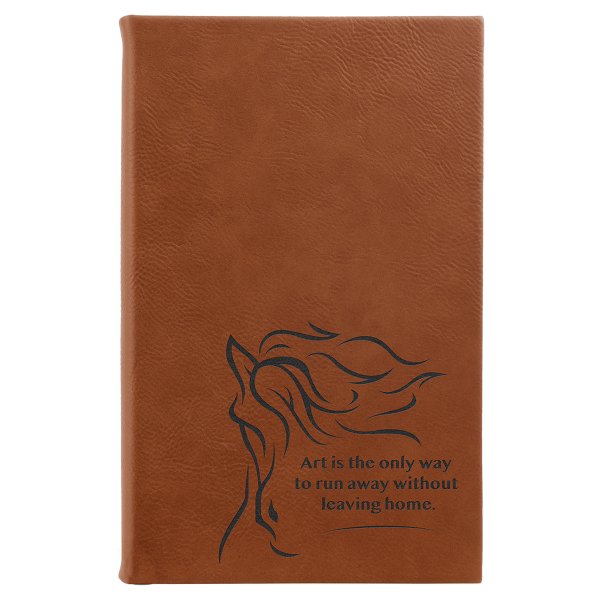 5 1/4" x 8 1/4" Rawhide Engraved Faux Leather Sketch Book with Unlined Notepad - Rawhide