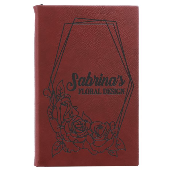 5 1/4" x 8 1/4" Rose Engraved Faux Leather Sketch Book with Unlined Notepad - Rose
