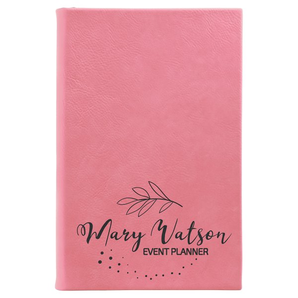 5 1/4" x 8 1/4" Pink Engraved Faux Leather Sketch Book with Unlined Notepad - Pink