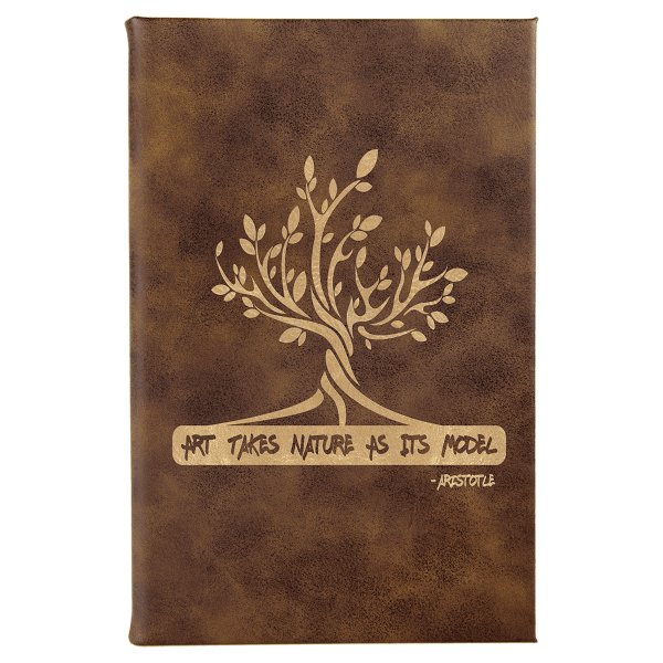 5 1/4" x 8 1/4" Rustic/Gold Engraved Faux Leather Sketch Book with Unlined  Notepad - Rustic