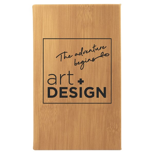5 1/4" x 8 1/4" Bamboo Engraved Faux Leather Sketch Book with Unlined Notepad - Bamboo