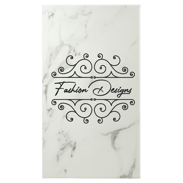 5 1/4" x 8 1/4" White Marble Engraved Faux Leather Sketch Book with Unlined Notepad - White Marble