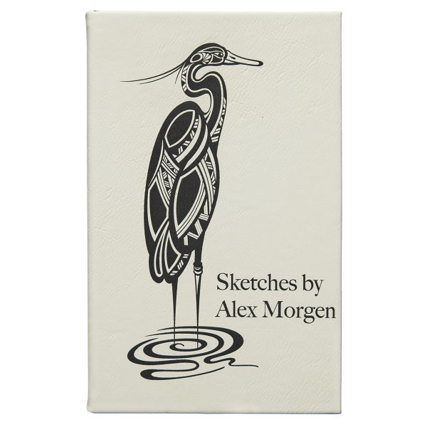 5 1/4" x 8 1/4" White Engraved Faux Leather Sketch Book with Unlined Notepad - White