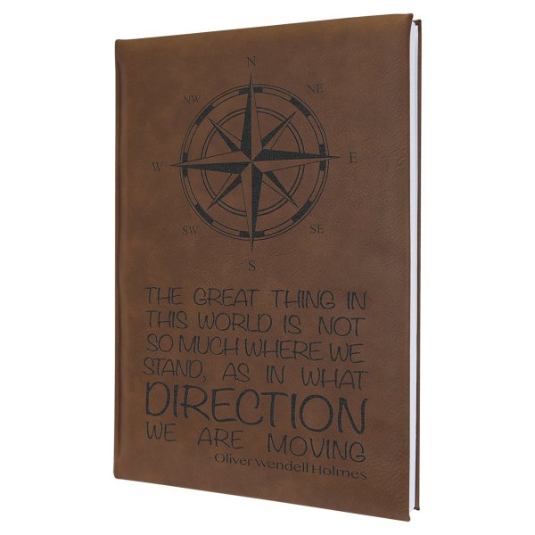 7" x 9 3/4" Dark Brown Engraved Faux Leather Sketch Book with Unlined Notepad - Dark Brown